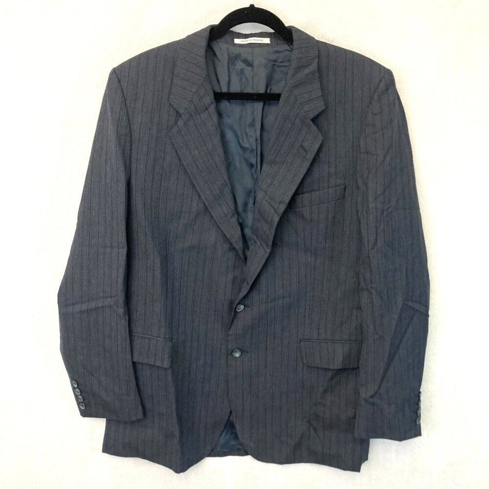 Vintage Yves Saint Laurent Mens Wool Blazer Jacket‎ 40 Gray Pinstripe YSL France